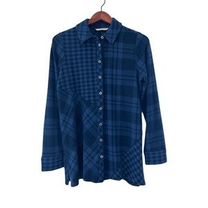 Soft Surroundings Flannel Fleece Button Down Sz S